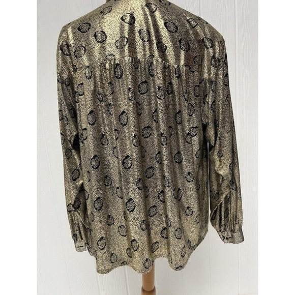 Vintage Circle o Square Women's Long Sleeve Bright Gold Collared Blouse Size 18 - Picture 9 of 12